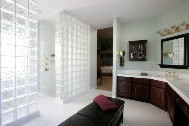 Bathroom remodel with glass blocks in shower area in Phoenix